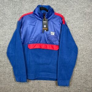 HUGO Boss X NFL Fumble New York Giants Sweater Mens Medium 1/4‎ Zip Pullover NEW